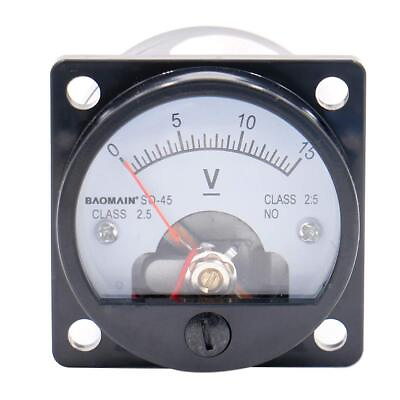 #ad Baomain Round Analog Dial Panel Meter Voltmeter Gauge SO 45 DC 0 15V Class 2.5
