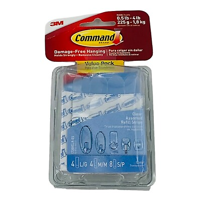 #ad 3M Command Clear Assorted Refill Strips 4 L G 4 M D 8 S P