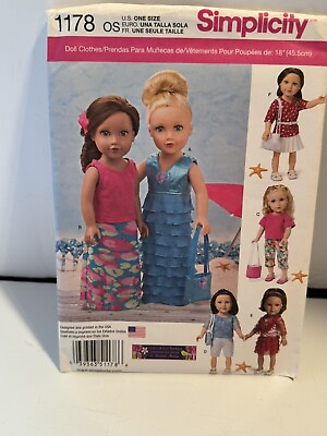 #ad Simplicity Tiered Dress amp; Clothes for 18quot; Doll UNCUT Sewing Pattern 1178 New