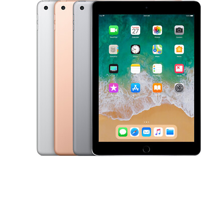 #ad Apple iPad 6th Gen 9.7quot; 32GB 128GB Silver Gray WiFi or Cellular Unlocked Good