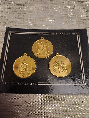#ad 1988 Franklin Mint Christmas Advent Calendar Gold Plated Coin Ornaments #16 #18