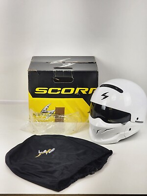 #ad Scorpion Covert Convertible Motorcycle Helmet Solid Gloss White XXL 2XL