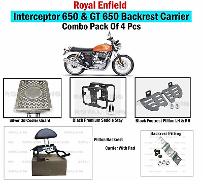 #ad Backrest quot;Carrier Combo Pack Of 4quot; Fit for Royal Enfield Interceptor amp; GT 650