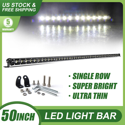 #ad Roof 50#x27;#x27; 52inch LED Light Bar Flood Spot Combo Truck Roof Driving 4X4 Offroad