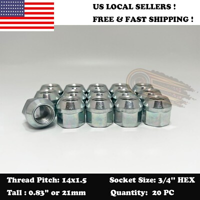 #ad 20PC 3 4quot; HEX ZINC PLATED BULGE ACORN LUG NUTS 14x1.5 FIT CHEVY FORD CHEVROLET