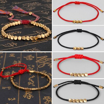 #ad Lucky Red Rope Copper Beaded Bracelet Tibetan Buddhist Women Men Handmade Gift