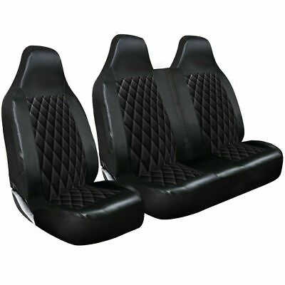 #ad VAUXHALL MOVANO DELUXE BLACK QUILTED DIAMOND LEATHER VAN SEAT COVERS 2 1