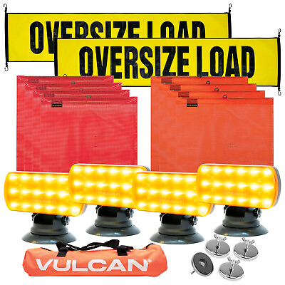 #ad VULCAN Oversize Load Banners Multi Color Flags Amber Flashers and Magnets Kit