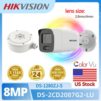#ad 8MP 4K Hikvision IP Camera DS 2CD2087G2 LU ColorVU 24 7 Color Acusense PoE Audio