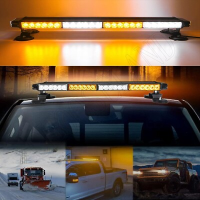 #ad 54 LED Emergency Light Bar Rooftop Double Side Strobe Warning Light Amber White