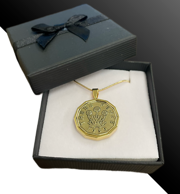 #ad Pre Decimal Brass Threepence 3D Coin Pendant Choose The Year Gift