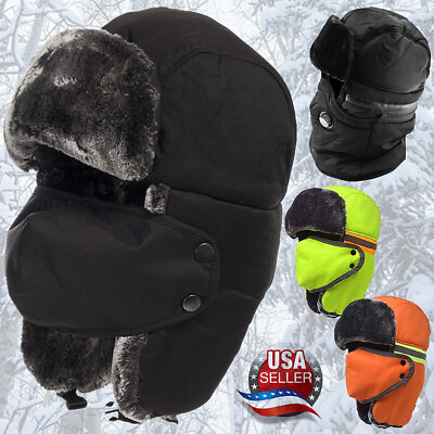 #ad Winter Trapper Hat Face Mask Fur Solid Warm Russian Aviator Thermal Ski Cap Lot