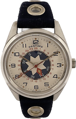 #ad Vintage Pastime Revue Thommen GMT 24Hour Compass Men#x27;s Mechanical Wristwatch NOS