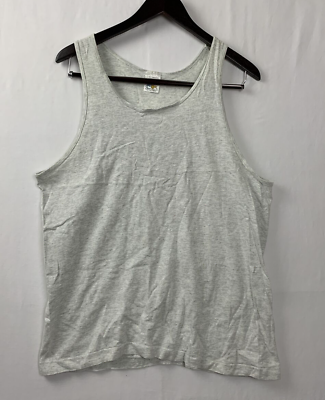 #ad Vintage Single Stitch Blank Gray Tank Top Mens L Made in USA