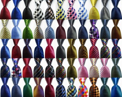 #ad New Checks Classic JACQUARD WOVEN 100% Silk Men#x27;s Tie Necktie