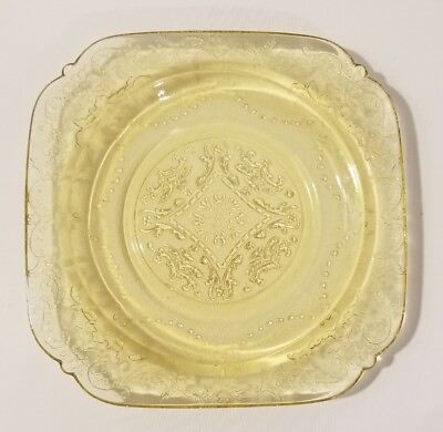#ad Federal Glass MADRID Yellow Saucer Plate Depression Glass