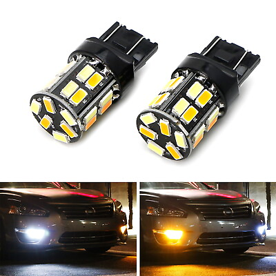 #ad White Amber Dual Color Switchback 7443 7444 T20 LED Bulbs For Front Turn Signal