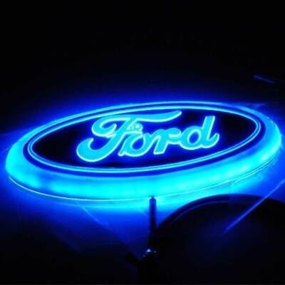 #ad 7 inch Blue LED Emblem Light Badge For Ford Truck F150 99 16 Light Oval Badge