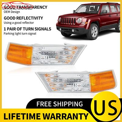 #ad TURN SIGNAL DIRECTIONAL LAMP FRONT PAIR SET FOR 07 17 JEEP PATRIOT PARKING LIGHT