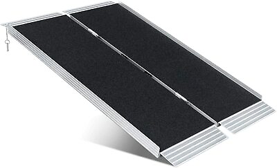#ad 600Lbs 4 5 6Ft Portable Aluminum Non Skid Wheelchair Ramp Foldable Mobility
