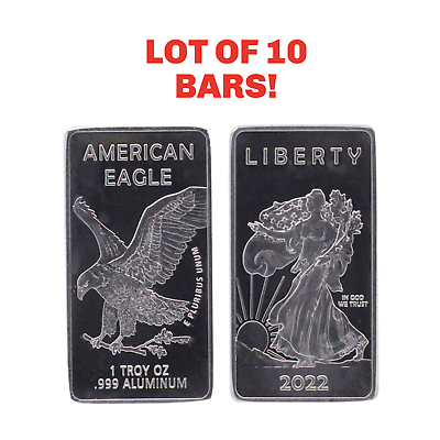 #ad Ten 10 Troy OUNCE OZ .999 Pure Walking Liberty Aluminum American Eagle Bars