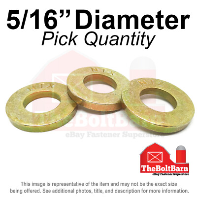 #ad 5 16quot; SAE Extra Thick Flat Washers Grade 8 Steel Zinc Yellow Pick Quantity