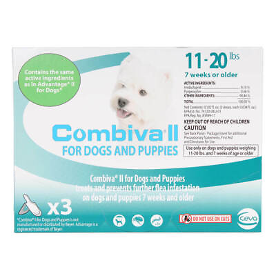 #ad Combiva II for Dogs 11 20 lbs 3 dose same active ingredients as Advantage II