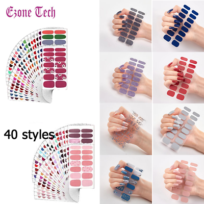 #ad Full Size Nail Wraps Nail Polish Stickers Manicure Art Self Stick Decor 3D Decal