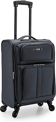 #ad Anzio Softside Expandable Spinner Luggage Dark Grey Carry on 22 Inch