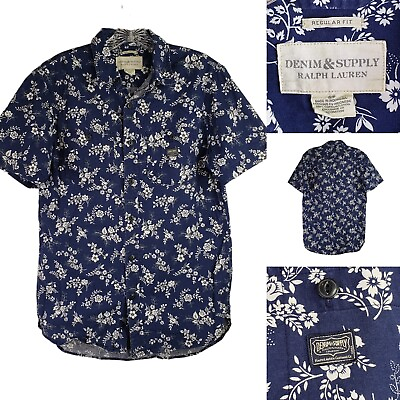 #ad Ralph Lauren Denim amp; Supply Blue Button Down Hawaiian Short Sleeve Shirt Size S