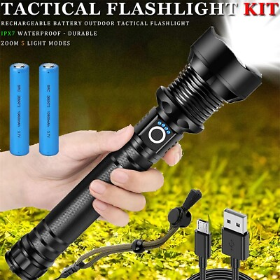 #ad #ad Rechargeable 900000 High Lumens LED FlashlightsXHP90.2 Super Bright Flashlight
