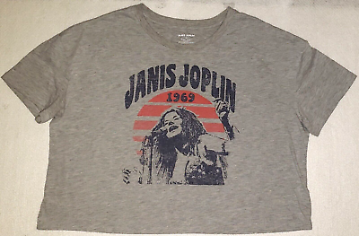 #ad JANIS JOPLIN Female Size XL Gray T Shirt