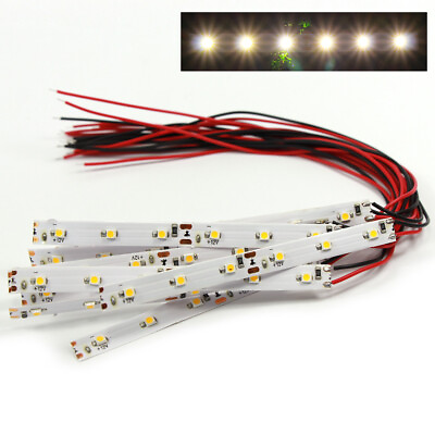 #ad 10pcs Prewired Warm White 6 LEDs Strip SMD 3528 LEDs Light Self adhesive 10cm