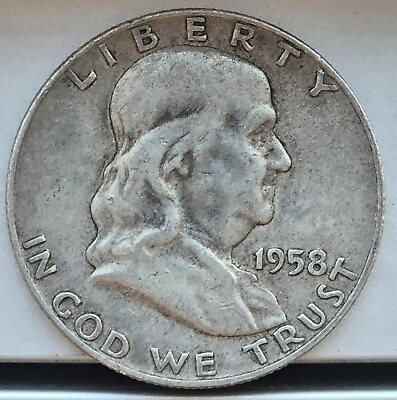 #ad 1958 D Silver Franklin Half Dollar