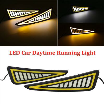 2PCS DRL LED Universal Car Daytime Running Light Driving Turn Signal Fog Lamp