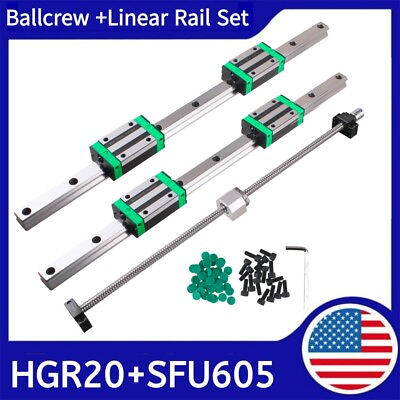 #ad HGR20 Linear GuideBallcrew SFU1605 Ball Screw Kit BF12 BK12 CNC 300mm 1500mm