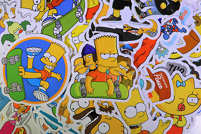 #ad 66pcs The Simpsons Vinyl Stickers for Truck Skateboard Luggage Laptop Decal USA