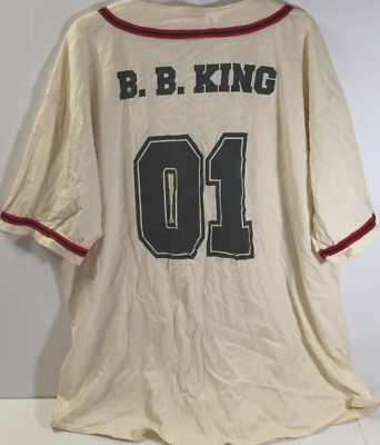 #ad B.B. King #01 Vintage White Red Blues BBK Baseball Badger 90s Music Jersey 2XL