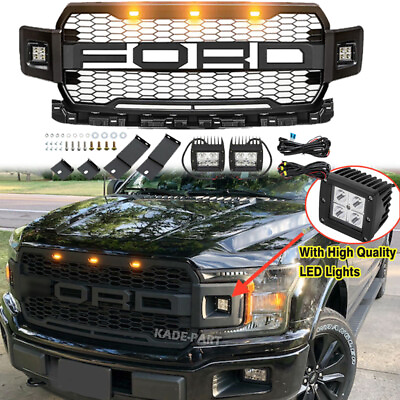 #ad #ad For 2018 2019 2020 Ford F150 Grill Raptor Style Front Bumper Grille Mesh w LED