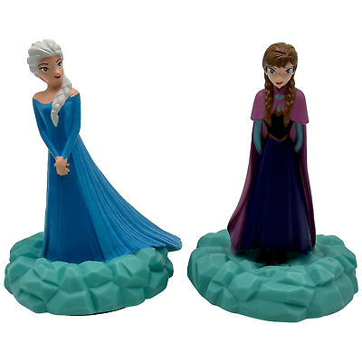 #ad Disney Frozen Elsa and Anna Lot of 2 Figural Push Light Night Lights Tabletop