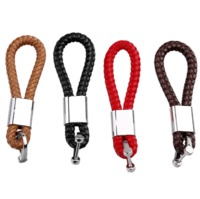 Car Logo Key Chain Fobs Leathe Weave Straps Keyring For jeep