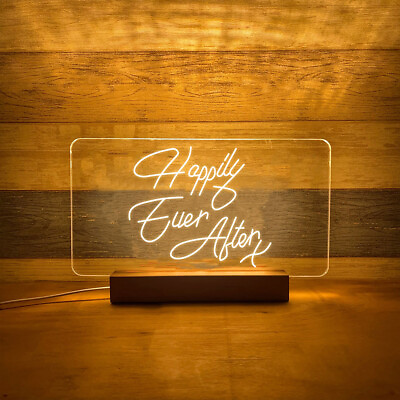 #ad Happily Ever After USB Power Night Light Engraved Plaque Sign Personalized Gift