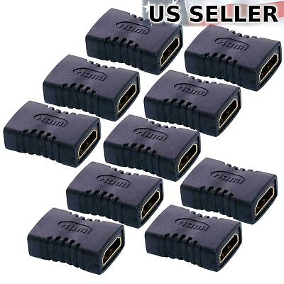 #ad 10 x HDMI Female To Female Extender Adapter Coupler Connector Fit HDTV 1080P 4K