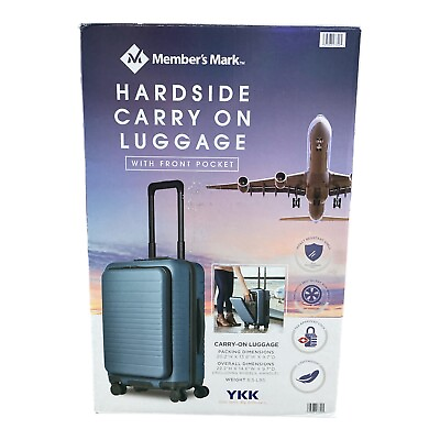 #ad Member#x27;s Mark Hardside Carry on Pro Spinner Suitcase With USB Blue
