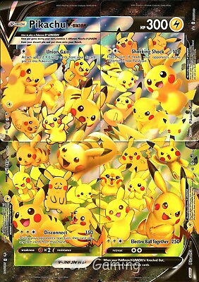 #ad Pikachu V UNION HOLO Promo Set SWSH139 142 4x Pokemon Cards