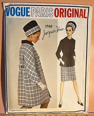 #ad Rare 1967 Vtg VOGUE Paris Pattern #1760 JACQUES HEIM Suit amp; Coat Size 16 UC FF