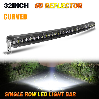 #ad Curved 32inch 420W LED Light Bar Spot Flood Combo Driving Offroad Pickup Bumper