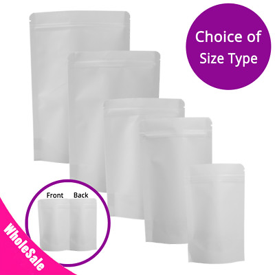 #ad Variety Sizes for Rounded Corner White Kraft Paper Stand Up Zip Lock Bag M39