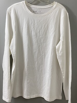 #ad Pact Shirt Womens 100% Organic Cotton Long Sleeve Basic 2X WHITE