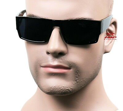 #ad Square Cholo Sunglasses Super Dark OG LOC Gangster Style Black Glossy SW12